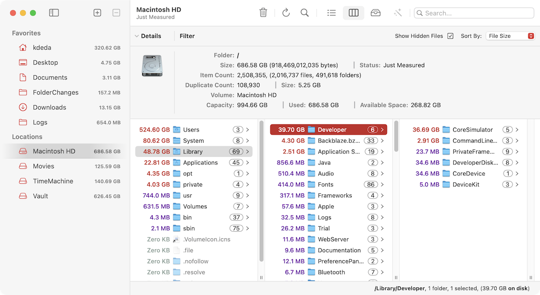 Column View Showing How To Clean and Speed Up A Mac